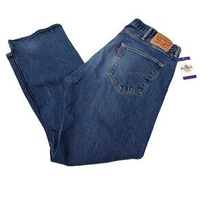Levis Mens 38x32 501 Straight Leg Jeans Button-Fly Mid Rise Med Wash Blue Denim